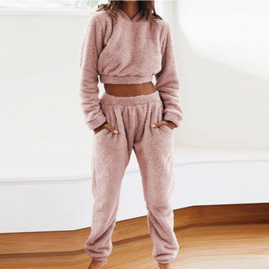 Damen kuscheliges Lounge-Set aus weichem Fleece