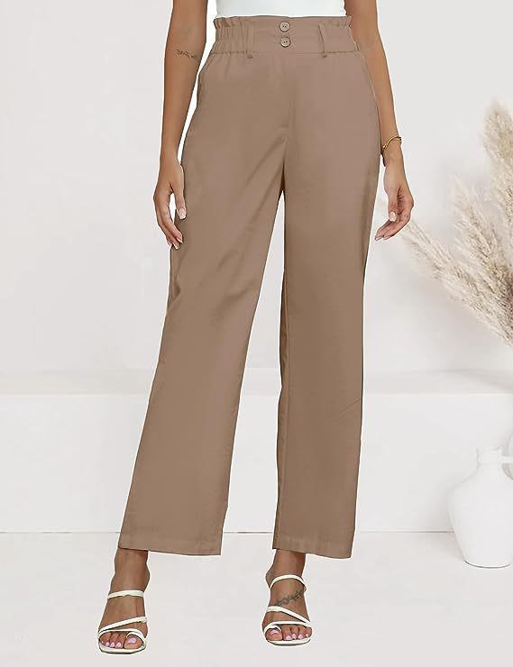 Damen Hochtaillierte Palazzo-Hose mit Paperbag-Bund Shop Nory