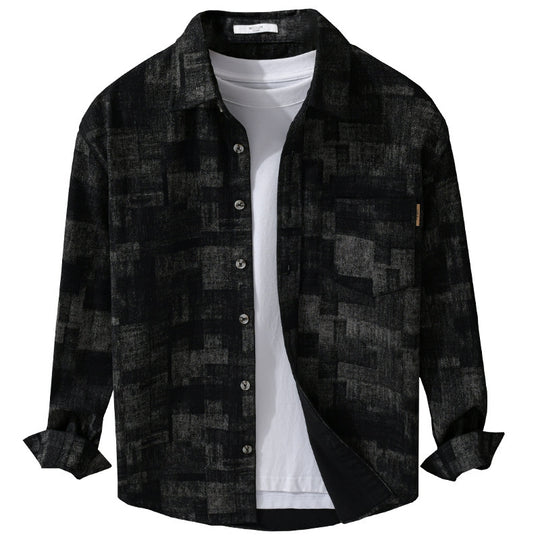 Herren Strukturiertes Hemdjacke-Overshirt aus Baumwollmischung mit geometrischem Print Shop Nory