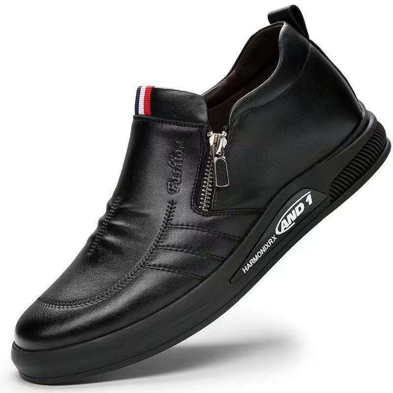 Herren Elegante und komfortable Leder-Slipper mit Reißverschluss