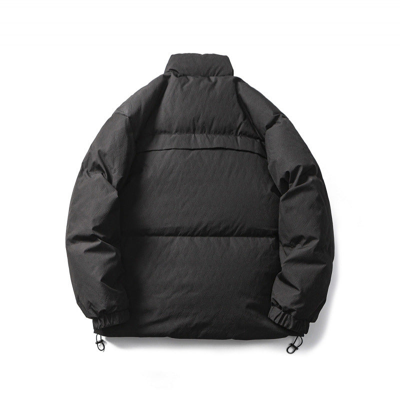 Unisex Kastig wattierte Stehkragenjacke mit Baum-Stickerei, Brustklappentasche und Kordelzugsaum Shop Nory