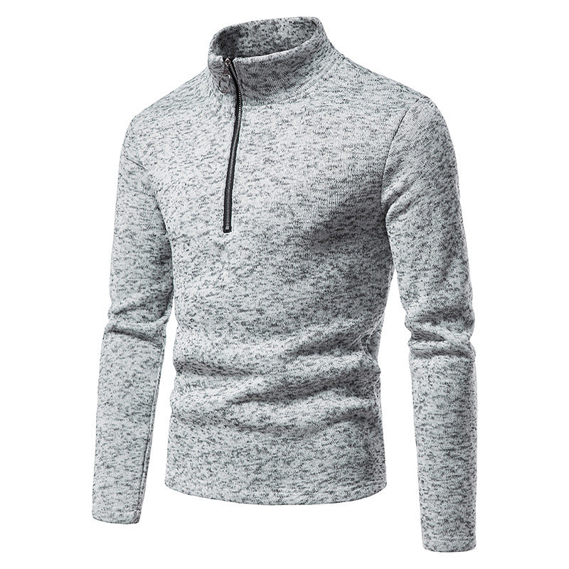Herren Fleecepullover mit Stehkragen und innovativem Reißverschluss