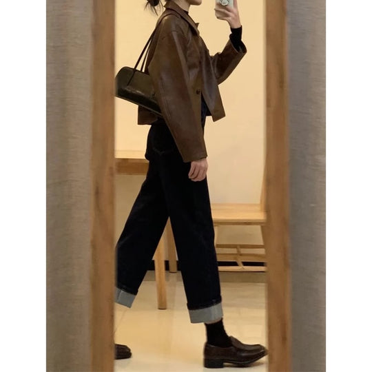 Damen Kurzjacke im Boxy-Schnitt mit Hemdkragen und Knopfleiste Shop Nory