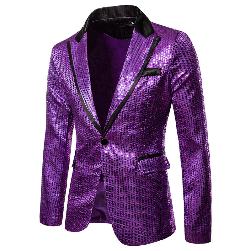 Herren Pailletten-Sakko mit kontrastierendem Revers und taillierter Silhouette Shop Nory