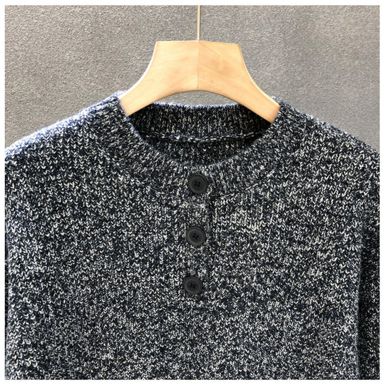Herren Komfortabler Rippstrick-Halbknopfpullover mit Rundhalsausschnitt und legerer Passform Shop Nory
