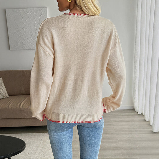 Damen Oversize-Feinstrickpullover mit Krebs-Jacquard, Rundhals und gerippten Abschlüssen Shop Nory