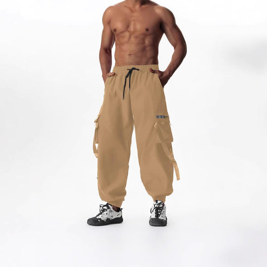 Herren Utility-Cargo-Jogginghose mit Tunnelzug, Beinschnallen & Mehrfachtaschen Shop Nory