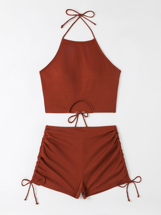 Damen Freizeit-Bikini-Set mit Raffungen