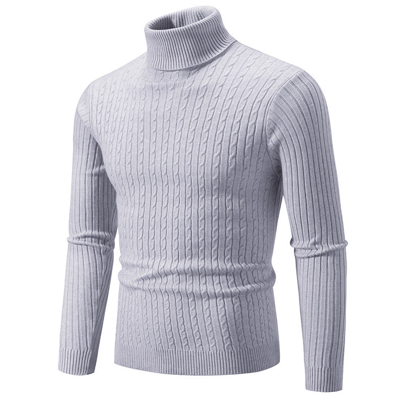 Herren nan taillierter Rollkragenpullover aus feinem Feinstrick mit geripptem Kragen