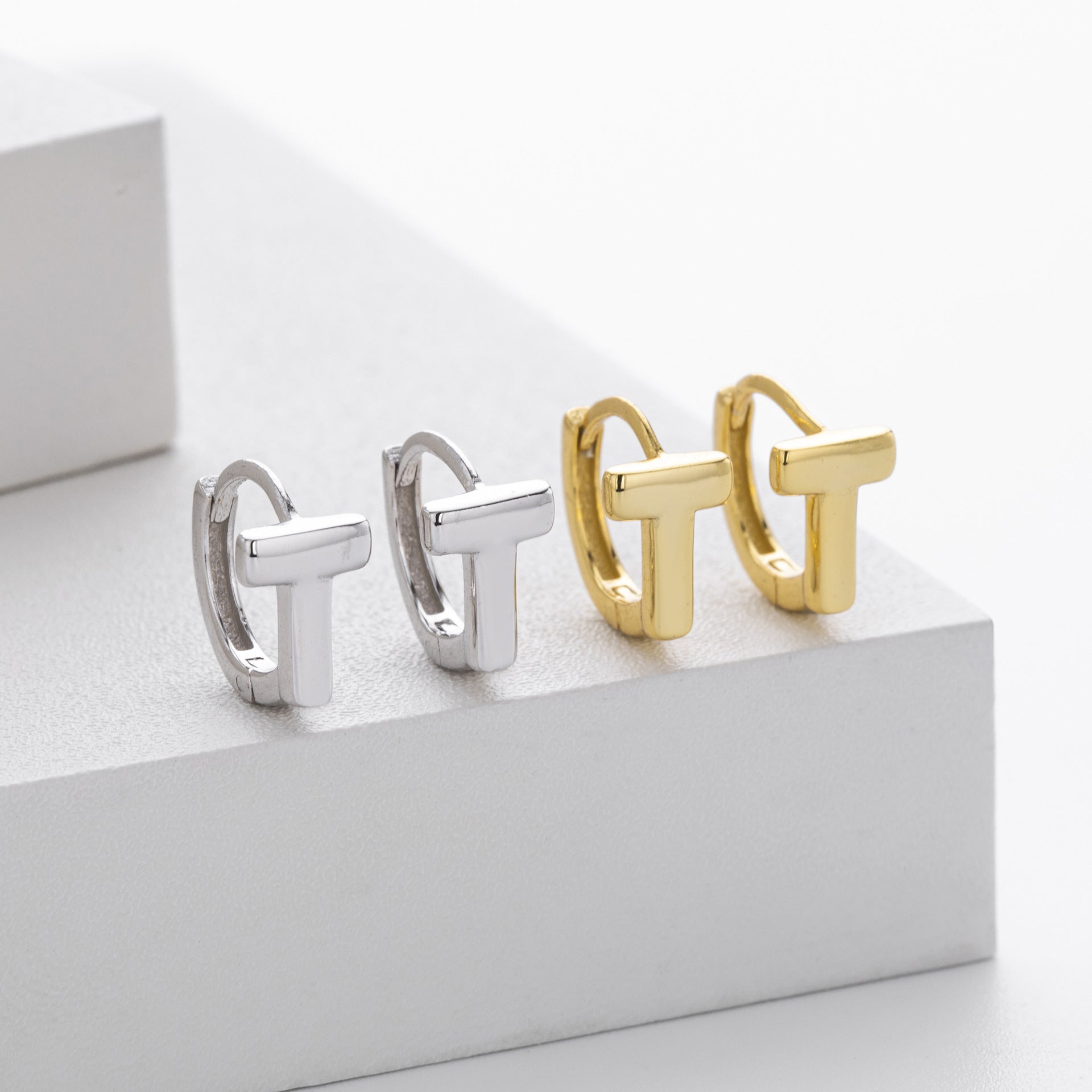 Damen Ohrhänger im modernen T-Design aus hochwertigem 925 Sterling Silber Shop Nory