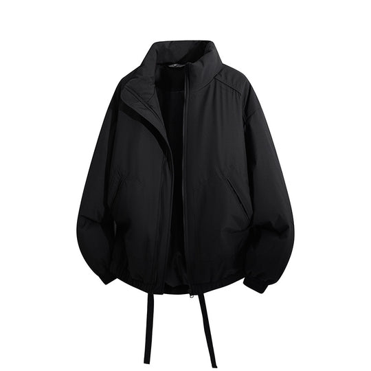 Herren Übergroße Windbreaker-Bomberjacke mit Kordelzug und Stehkragen Shop Nory