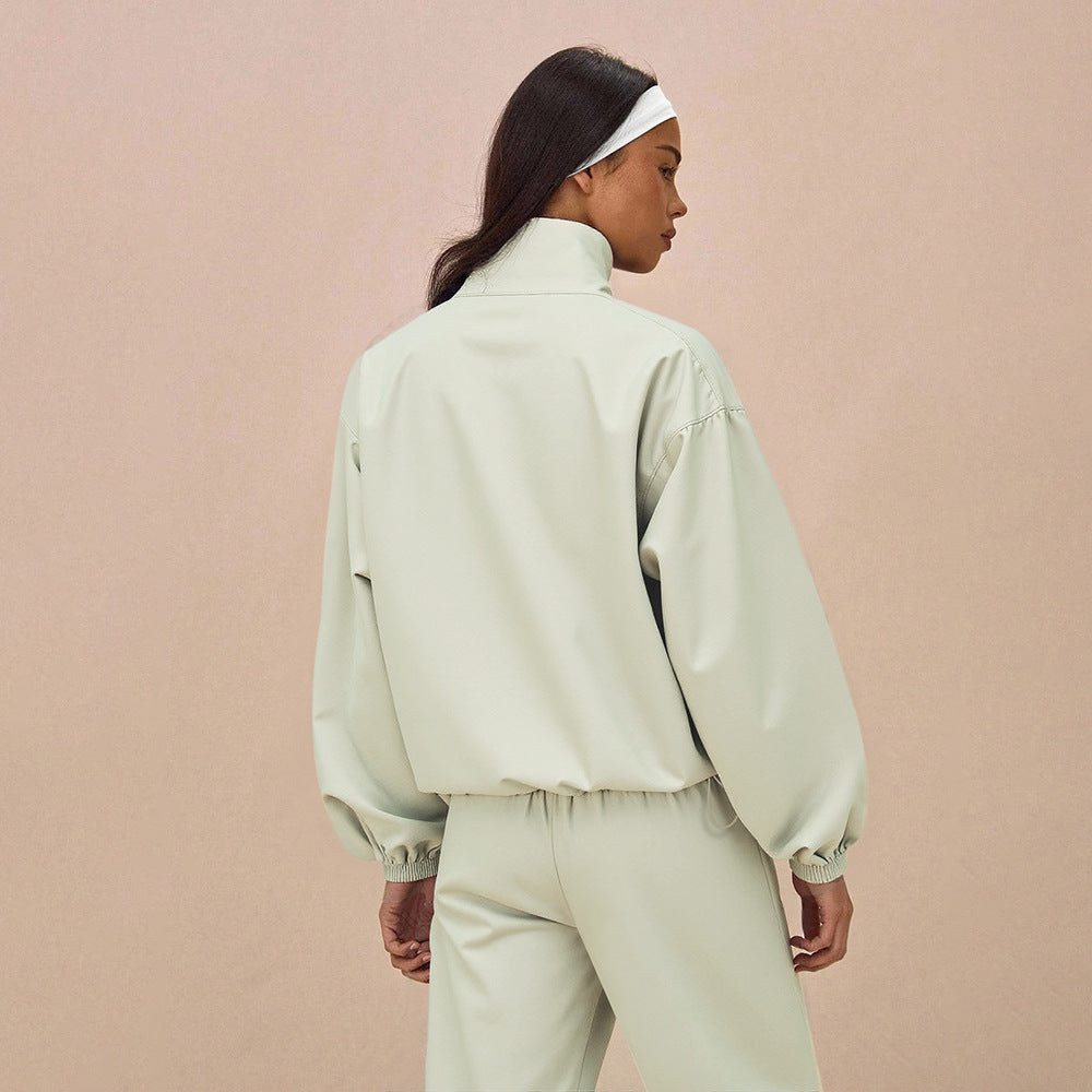 Damen Oversize-Trainingsset mit Stehkragen Ballonärmeln und weiten Kordelhosen Shop Nory