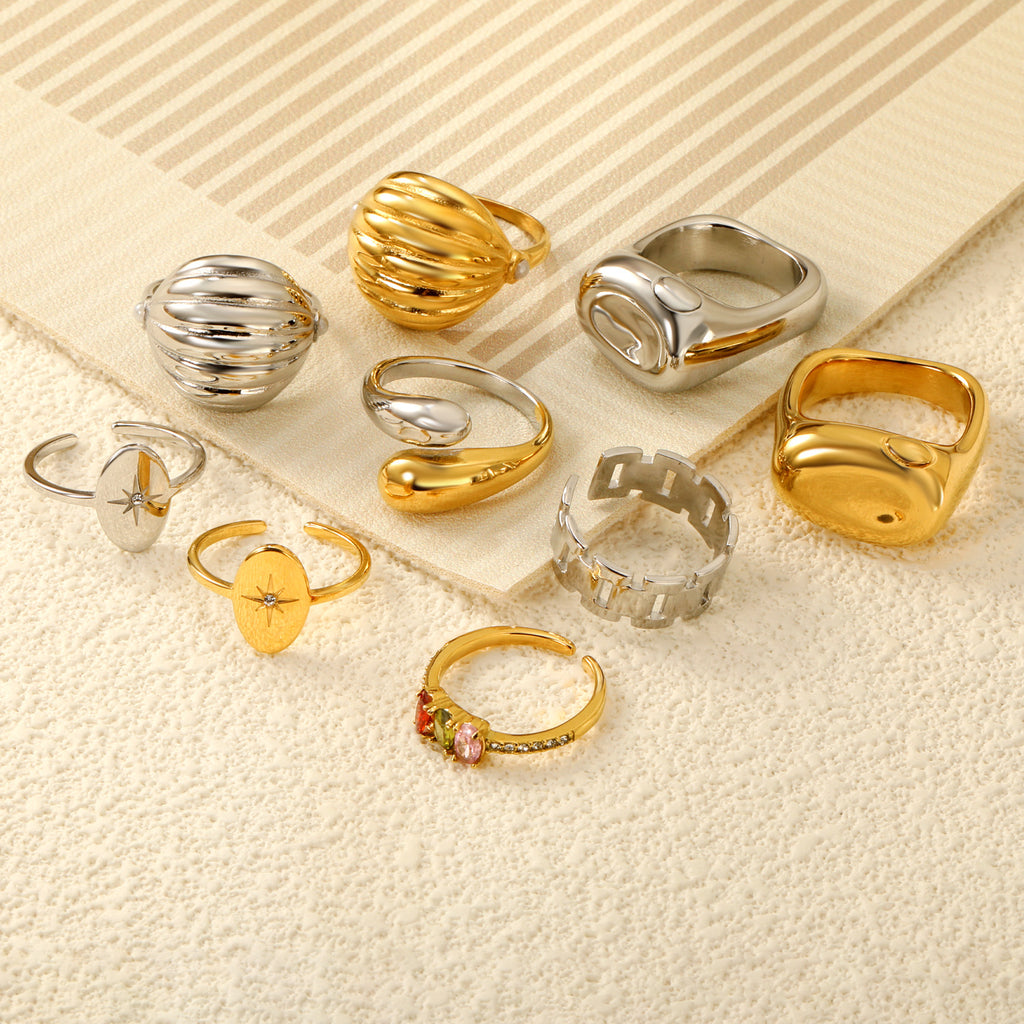 Damen Muschelring aus hochwertigem Edelstahl mit modernem Design Shop Nory