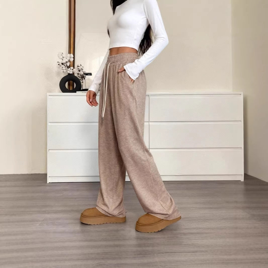 Damen nan weite High-Waist Loungehose mit elastischem Bund und Kordelzug Shop Nory