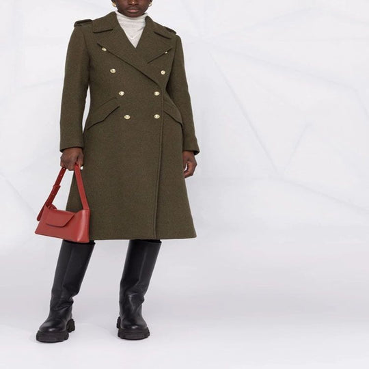 Damen A‑Linien Wollmix‑Mantel mit zweireihigem Tailoring, Metallknöpfen und Klappentaschen Shop Nory
