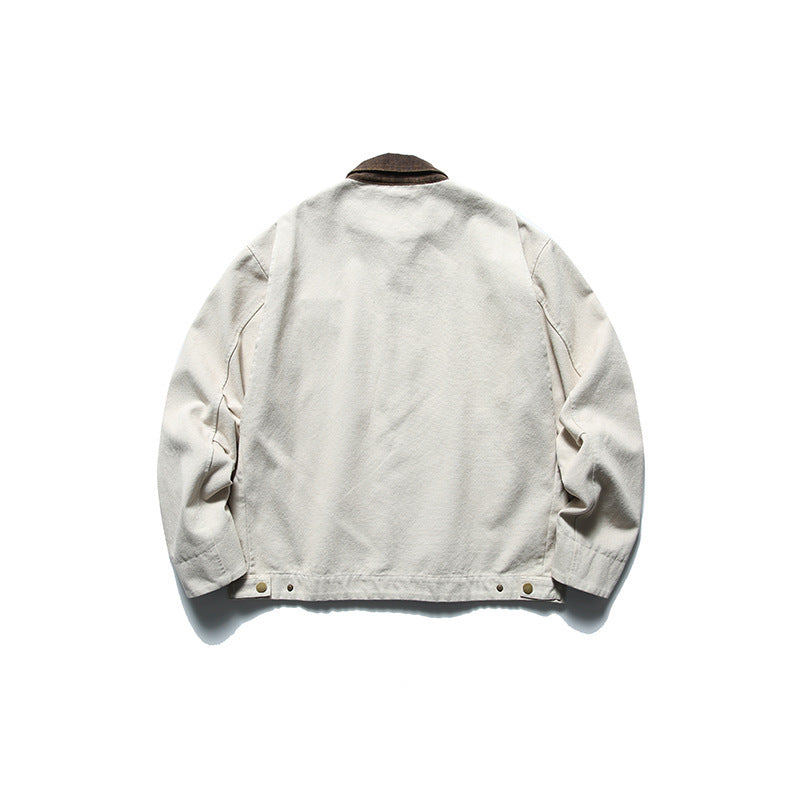 Herren Boxy-Worker-Jacke aus gewaschenem Canvas mit Cordkragen und Reißverschluss Shop Nory