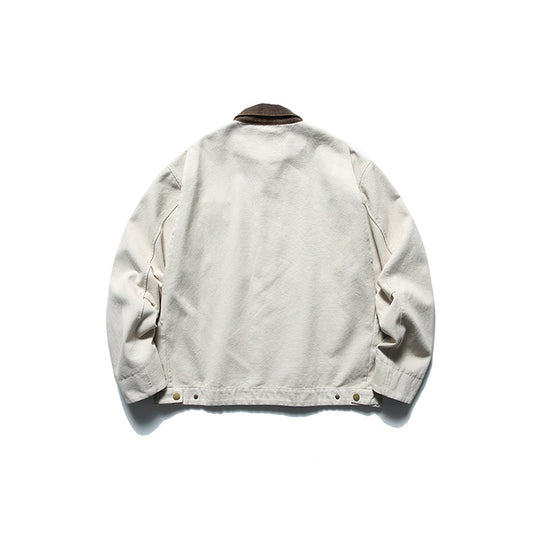 Herren Boxy-Worker-Jacke aus gewaschenem Canvas mit Cordkragen und Reißverschluss Shop Nory