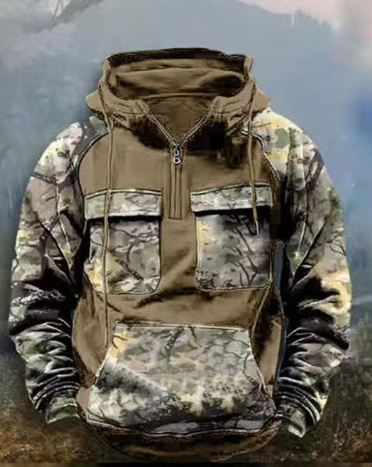 Herren Camouflage Funktionskapuzenpullover