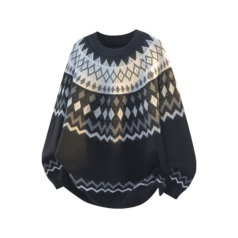 Damen Grobstrickpullover mit grafischem Muster Shop Nory