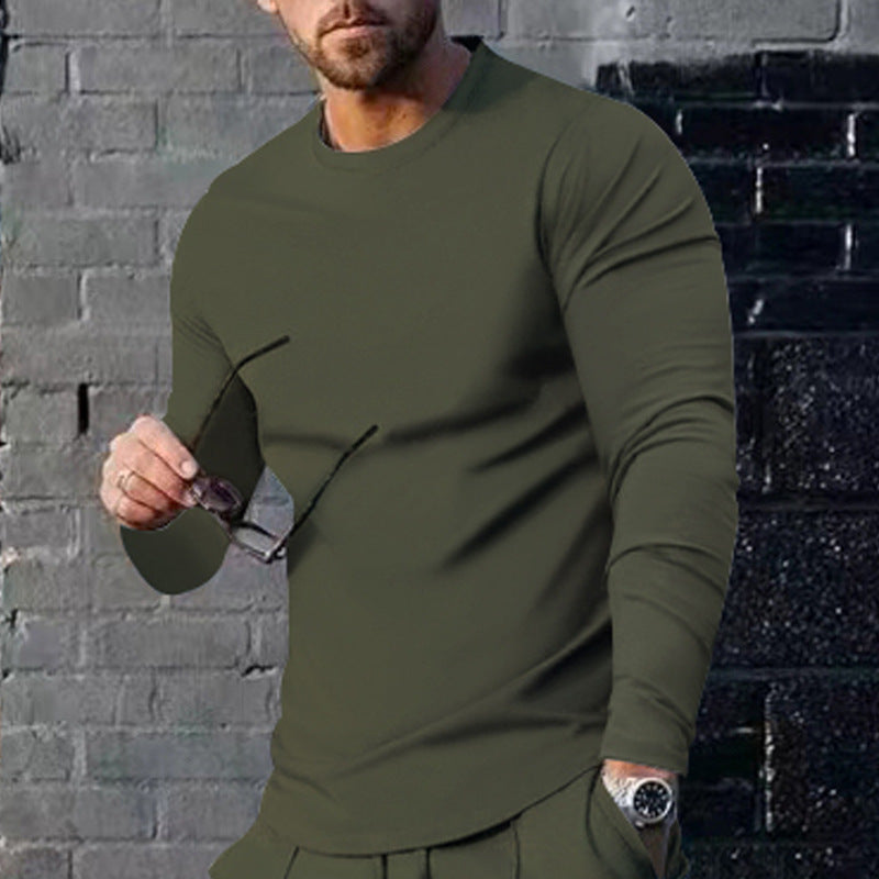 Herren hochwertiges Langarmshirt mit stylishem Rundhalsund und weicher Baumwollmischung