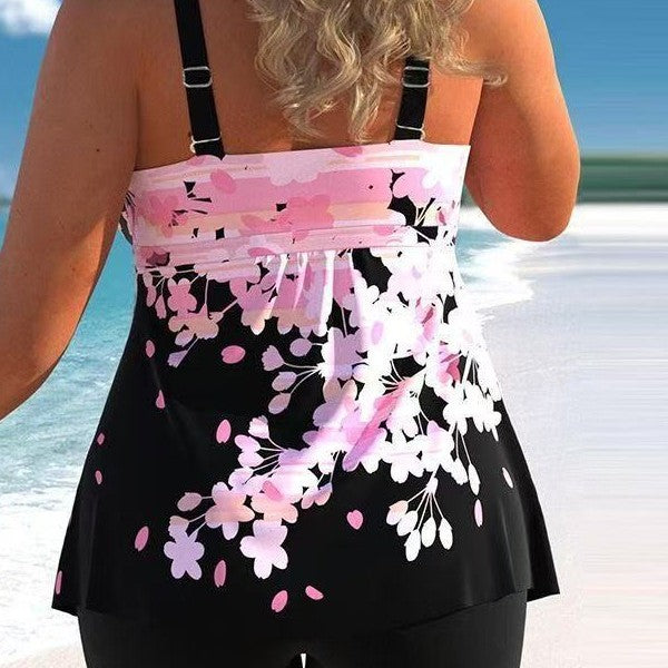 Damen Bade-Set mit floralem Oberteil und Shorts