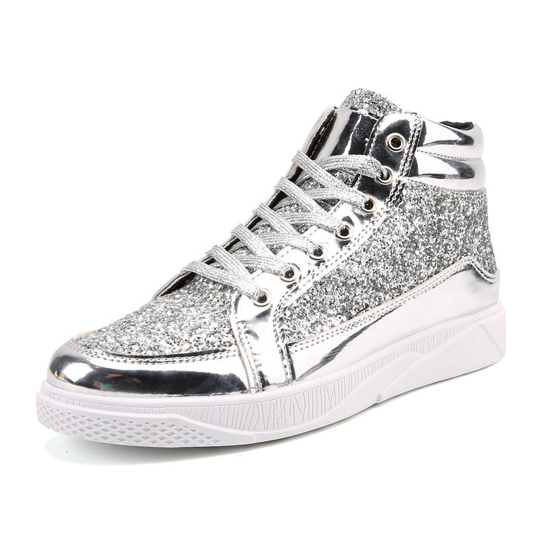Damen Hochglänzende Sneaker mit glitzerndem Obermaterial und rutschfester Sohle