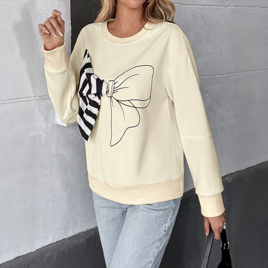 Damen Oversize‑Sweatshirt mit 3D‑Schleifen‑Applikation und Rundhalsausschnitt Shop Nory