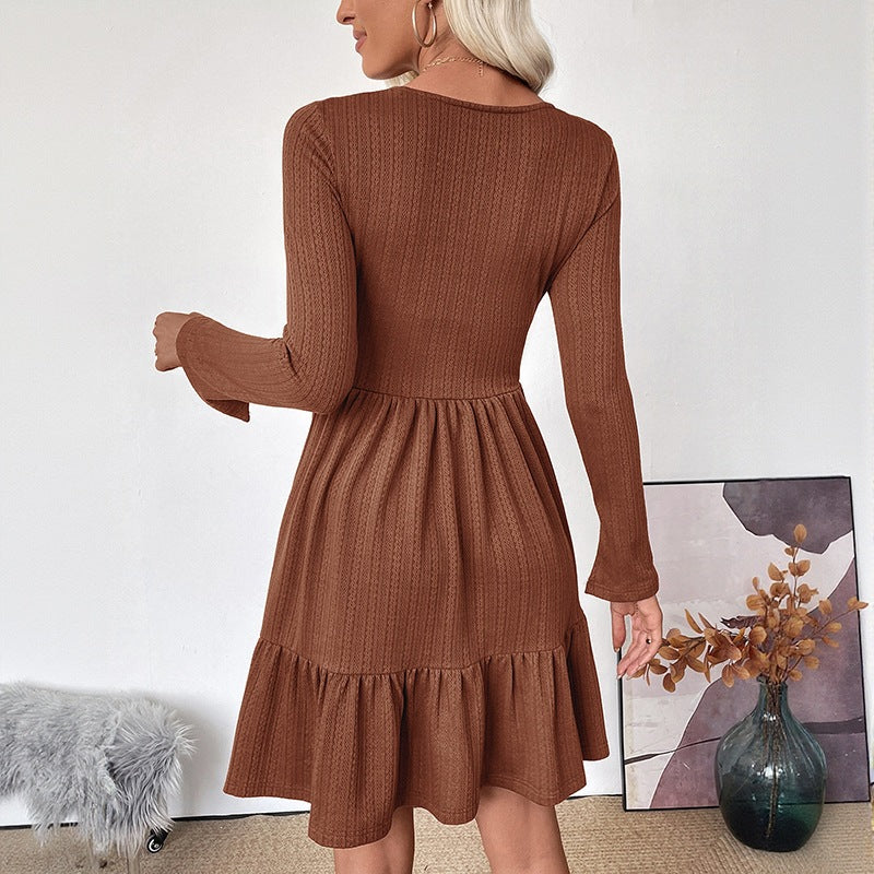 Damen Strukturiertes Strickkleid mit herzförmigem Bustier-Detail und Stufenrock Shop Nory