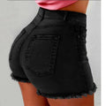 Damen High-Waist Denim-Shorts mit fransigem Saum