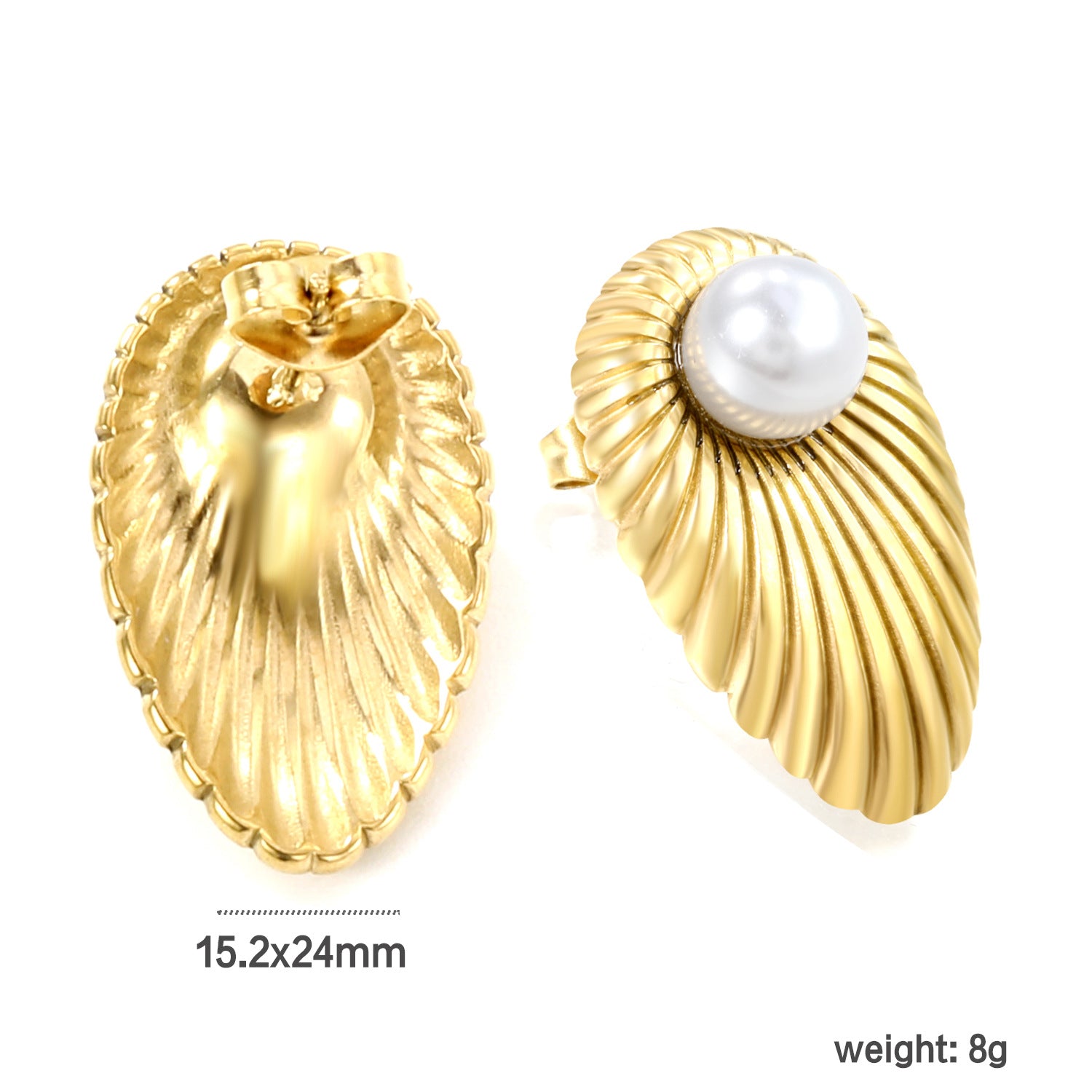 Damen Ohrstecker mit elegantem Muschel-Design und hochwertiger Perle Shop Nory