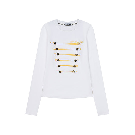 Damen Langarmshirt mit dekorativer Kordel- und Knopfapplikation Shop Nory