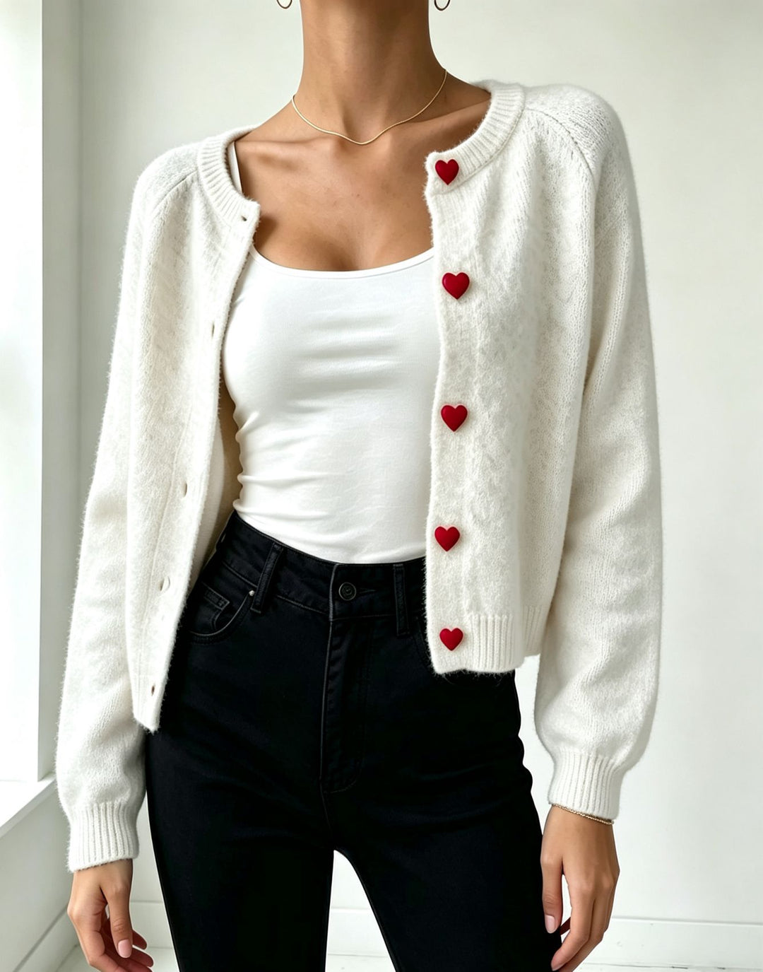 Damen Strickcardigan mit herzförmigen Zierknöpfen und weicher Mohair-Optik Shop Nory