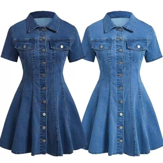 Damen Jeanskleid mit taillierter Schnittführung und durchgehender Knopfleiste Shop Nory