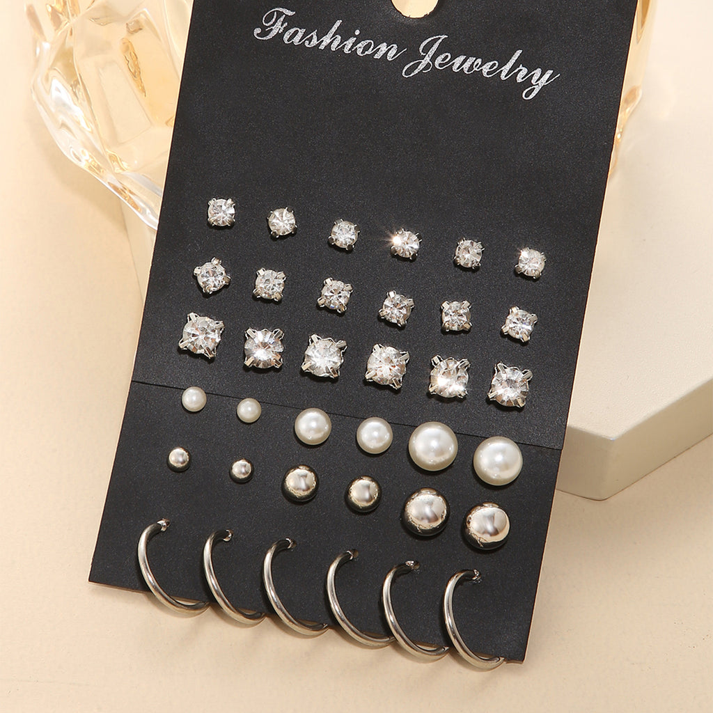 Damen Ohrringe Set aus funkelnden Kristallen und eleganten Perlen Shop Nory