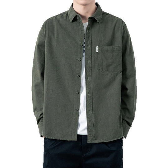 Herren Lässiges Utility-Overshirt aus Canvas mit Brusttasche und verstärkten Nähten Shop Nory