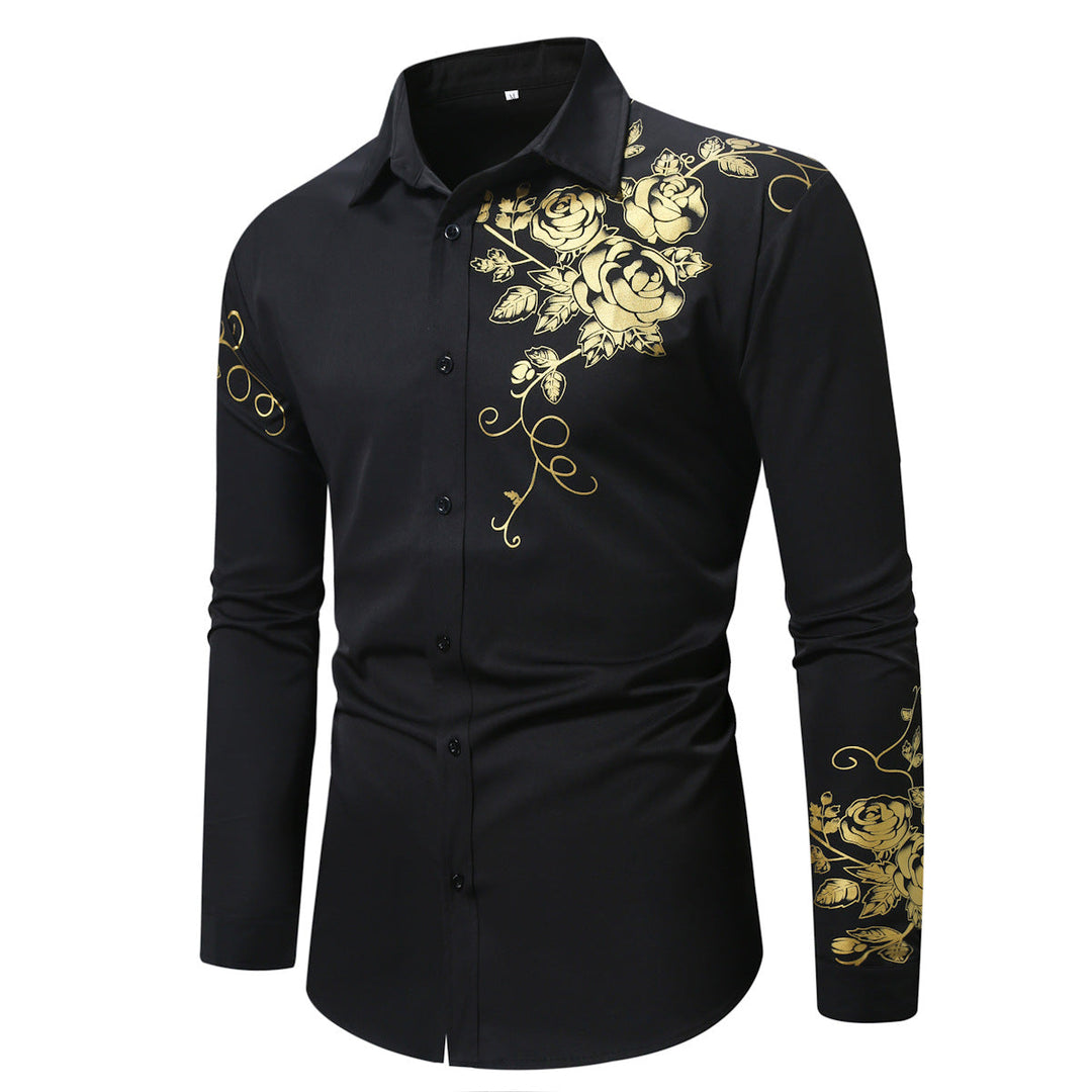 Herren Elegantes Hemd mit floralen Akzenten und glänzenden Details