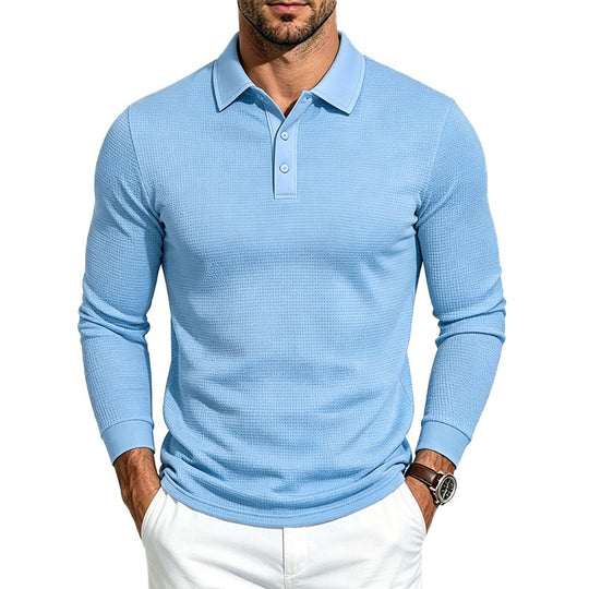 Herren Langarm-Poloshirt aus Strukturstrick schmaler Schnitt Shop Nory