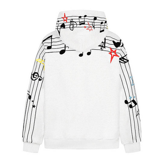 Damen Kapuzen-Sweatshirt mit musikalischem Noten- und Sternprint, relaxed Fit Shop Nory