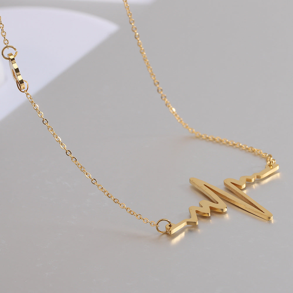 Damen Halskette mit EKG-Motiv aus edlem Metall Shop Nory