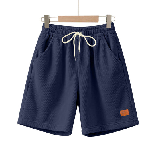 Herren nan lässige Bermudashorts aus feinstrukturiertem Baumwollmix mit elastischem Bund und Kordelzug