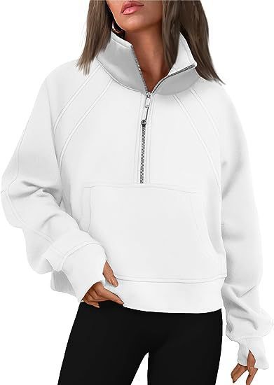 Damen sportlicher Hoodie mit kurzem Reißverschluss und praktischer Kängurutasche Shopnory