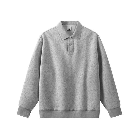 Unisex Oversize-Polo-Sweatshirt mit gerippten Bündchen und Knopfleiste Shop Nory