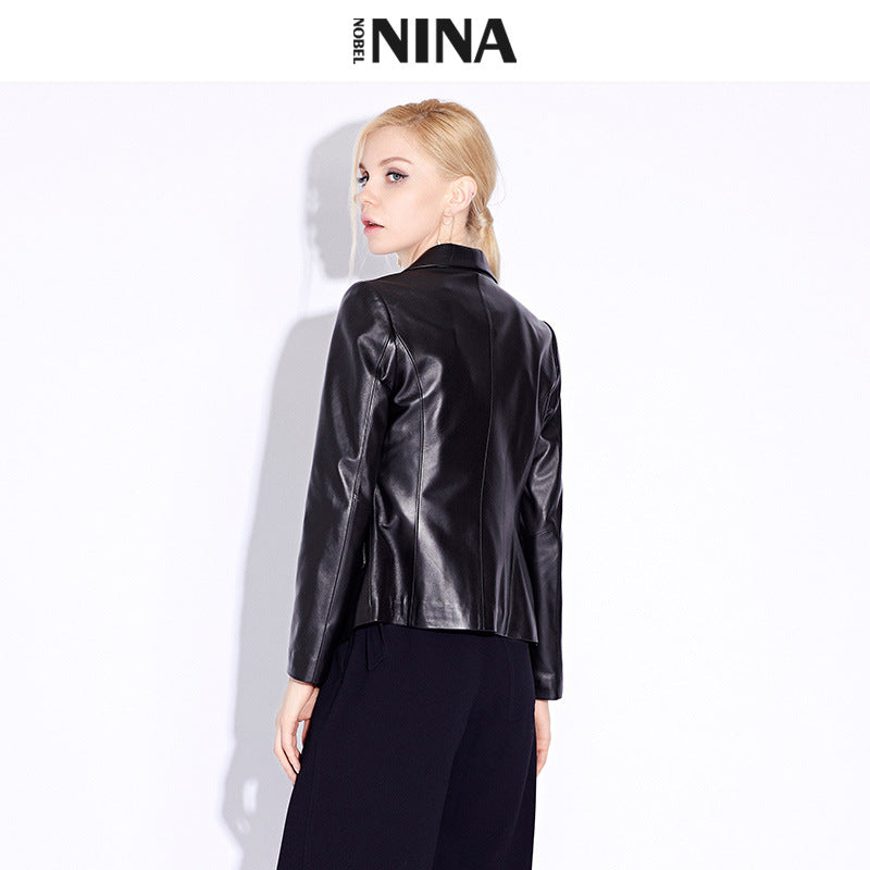 Damen Klassischer Lederblazer Shop Nory
