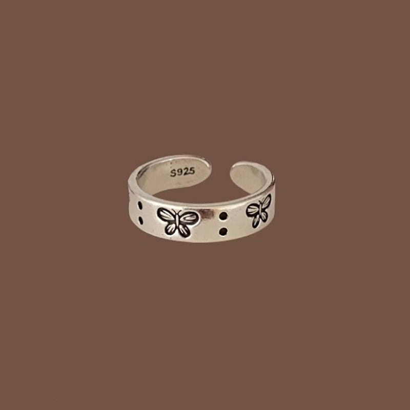 Damen Offener Silberring mit filigranem Schmetterlingsmotiv Shop Nory