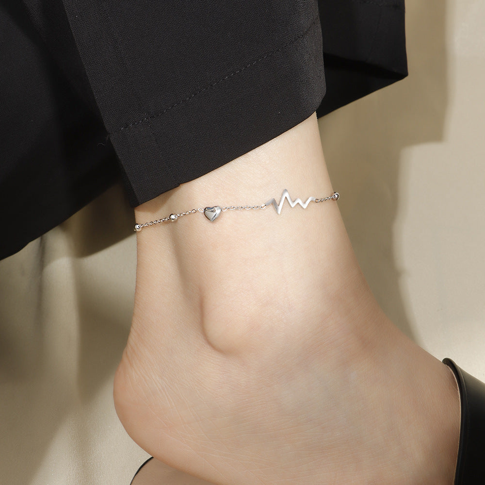 Damen zarte Fußkette mit herzförmigem und pulsierendem Design Shop Nory