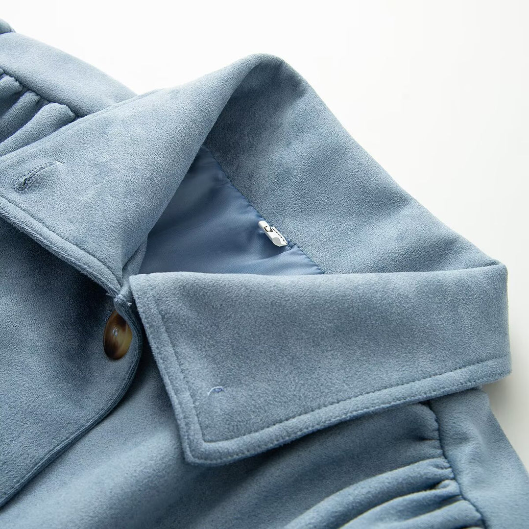 Damen Taillierbare Kurzjacke mit Tunnelzug, Stehkragen und Ballonärmeln Shop Nory