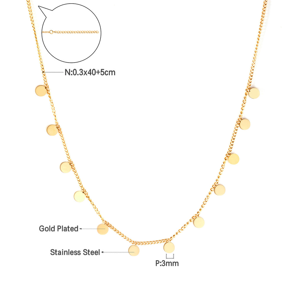 Damen elegante Goldplattierte Halskette mit geometrischen Anhängern Shop Nory