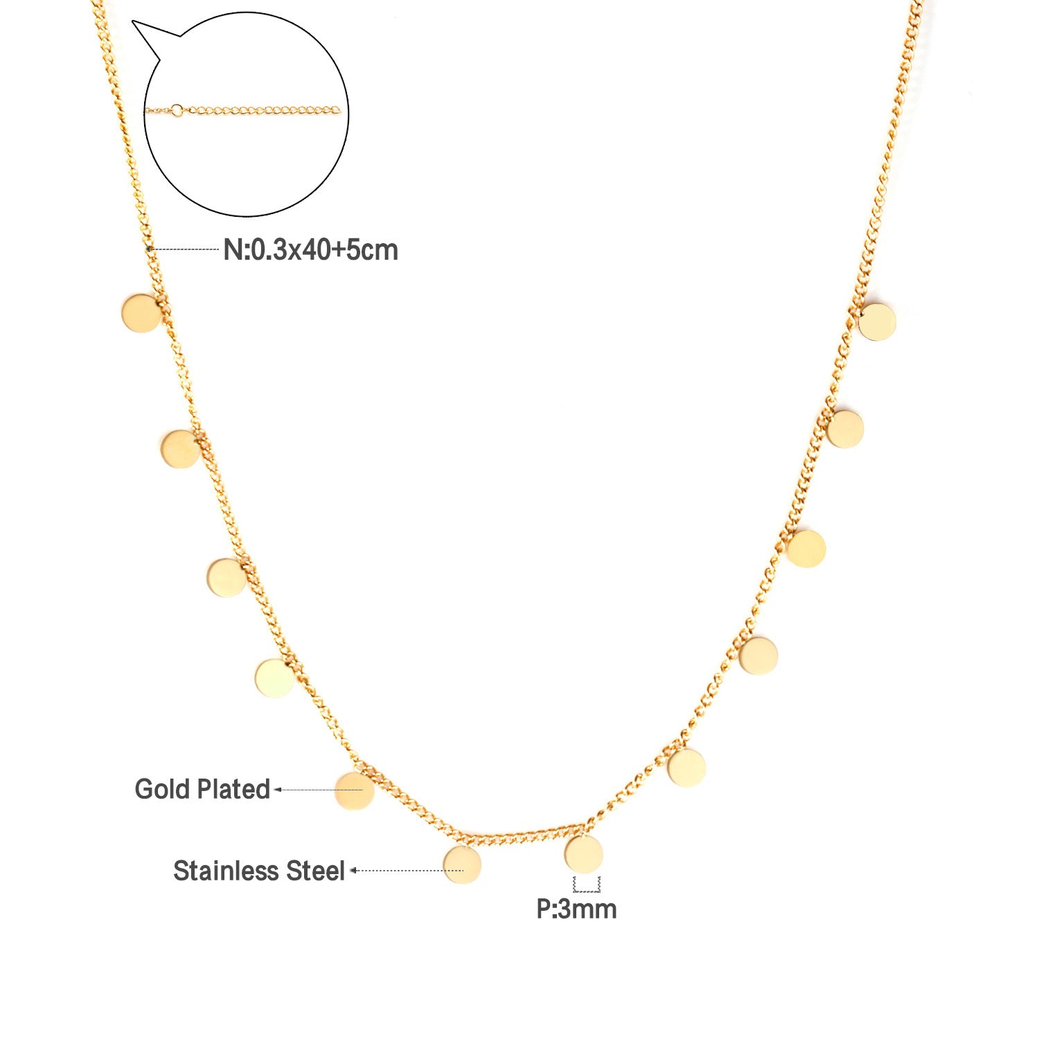 Damen elegante Goldplattierte Halskette mit geometrischen Anhängern Shop Nory