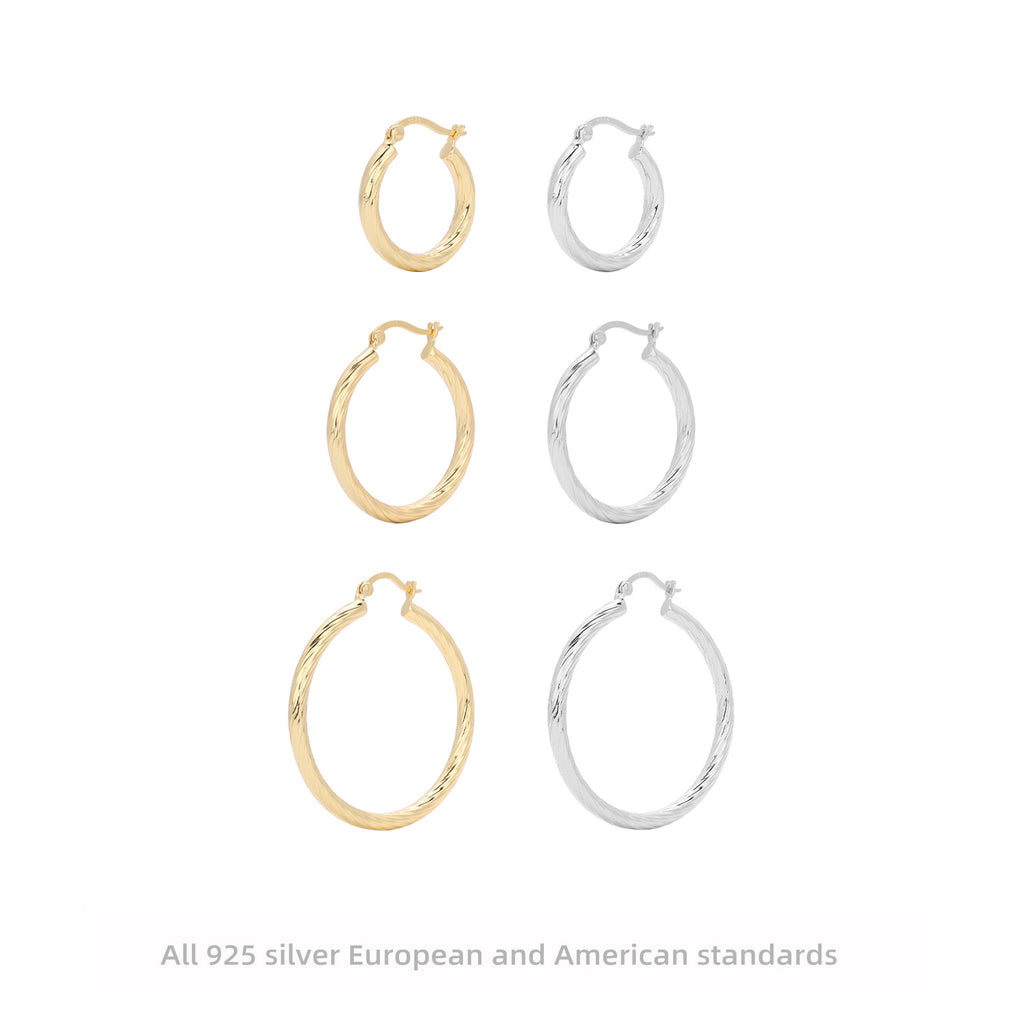 Damen Creolen mit elegantem geschwungenem Design aus hochwertigem 925 Sterling Silber Shop Nory