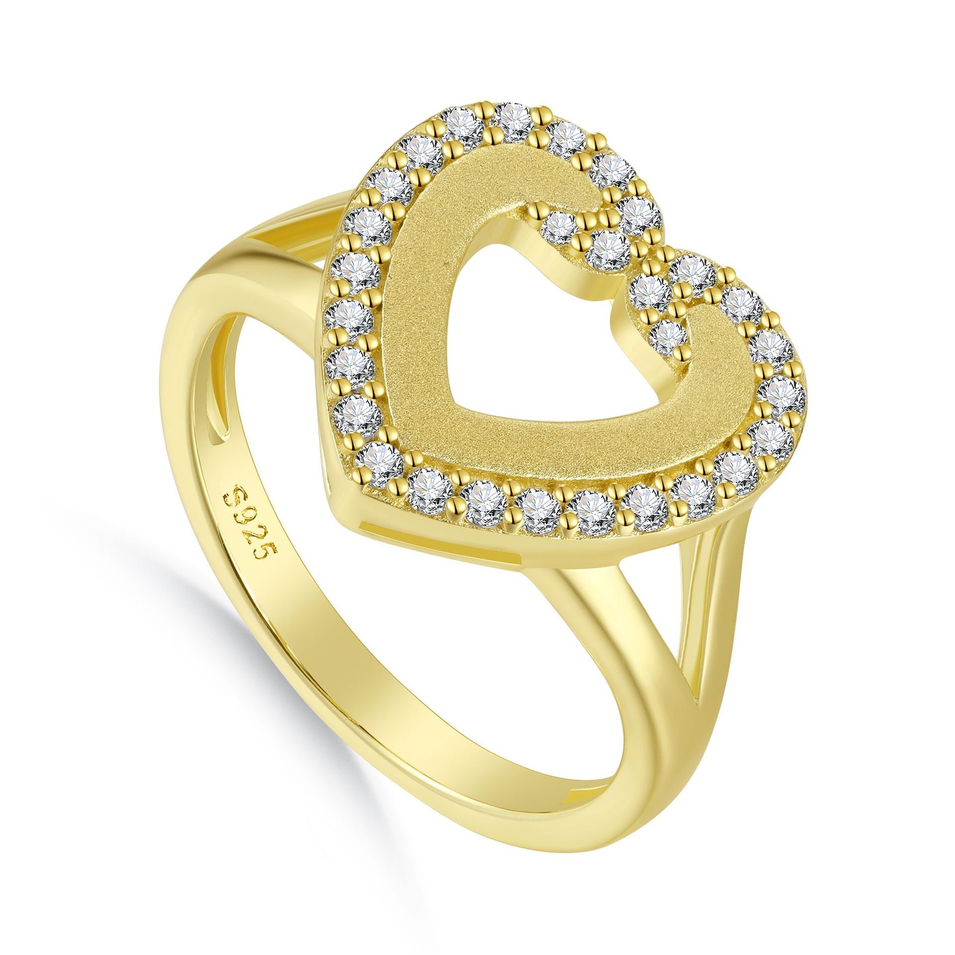 Damen herzförmiger Ring mit glitzernden Zirkonia-Steinen Shop Nory